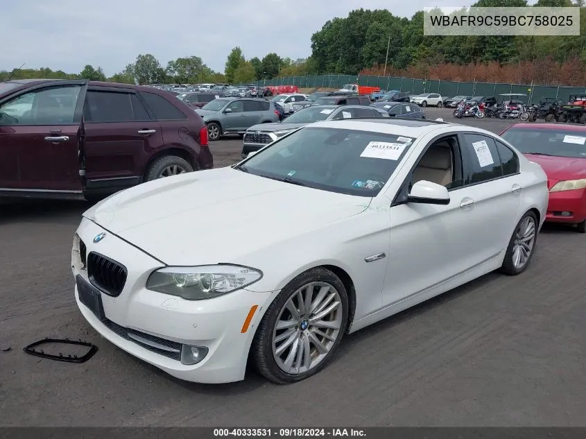 2011 BMW 550I VIN: WBAFR9C59BC758025 Lot: 40333531