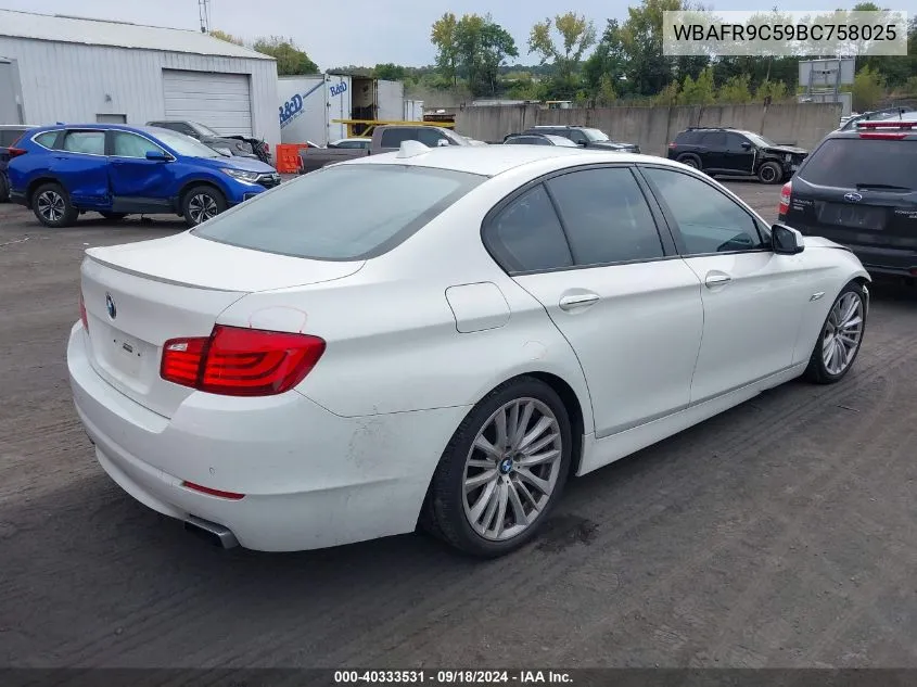 2011 BMW 550I VIN: WBAFR9C59BC758025 Lot: 40333531