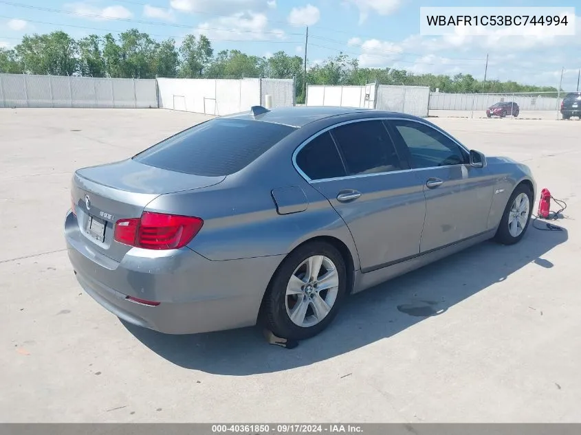 2011 BMW 528I VIN: WBAFR1C53BC744994 Lot: 40361850