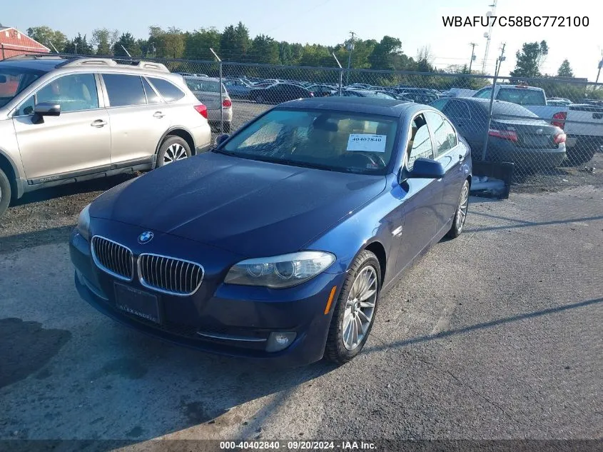 2011 BMW 535I xDrive VIN: WBAFU7C58BC772100 Lot: 40402840