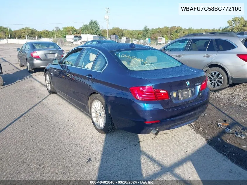 2011 BMW 535I xDrive VIN: WBAFU7C58BC772100 Lot: 40402840