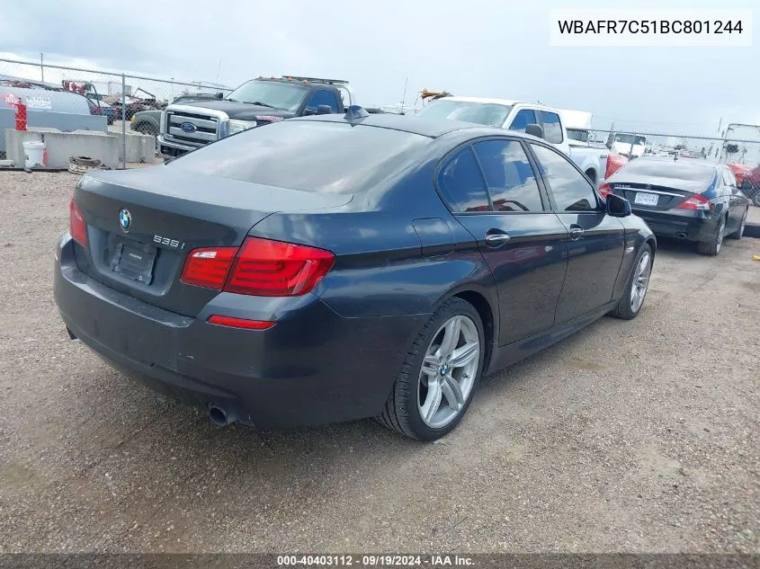 2011 BMW 535I VIN: WBAFR7C51BC801244 Lot: 40788757