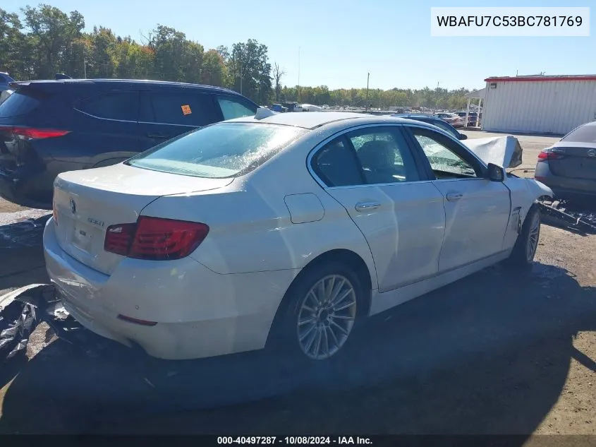 2011 BMW 535I xDrive VIN: WBAFU7C53BC781769 Lot: 40497287