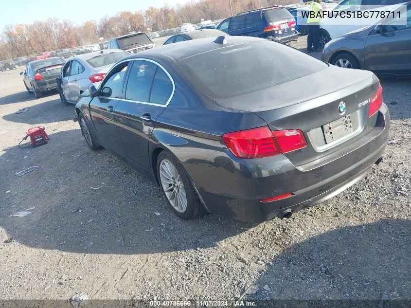 2011 BMW 535I xDrive VIN: WBAFU7C51BC778711 Lot: 40786666