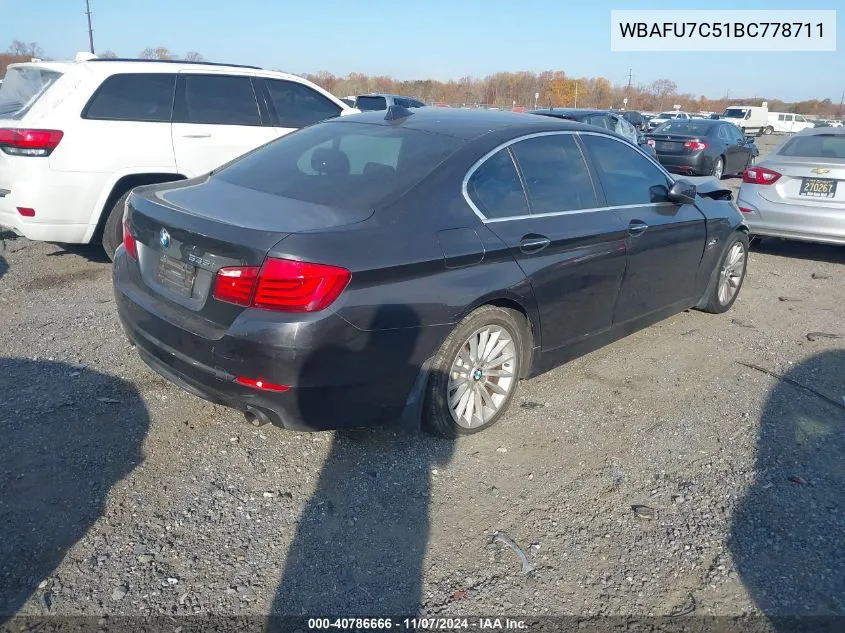 2011 BMW 535I xDrive VIN: WBAFU7C51BC778711 Lot: 40786666