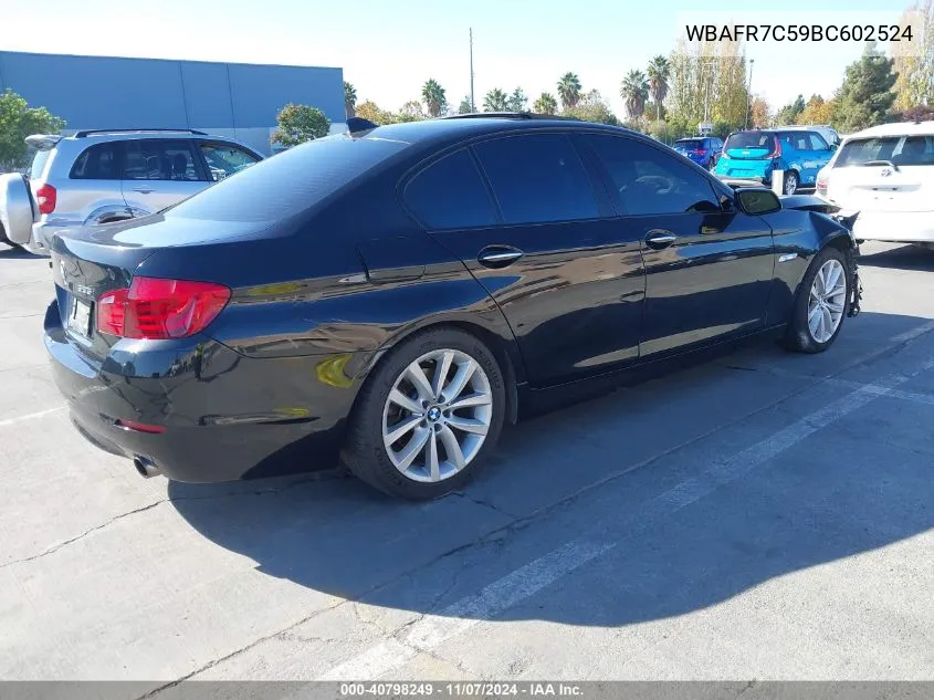 2011 BMW 535I VIN: WBAFR7C59BC602524 Lot: 40798249