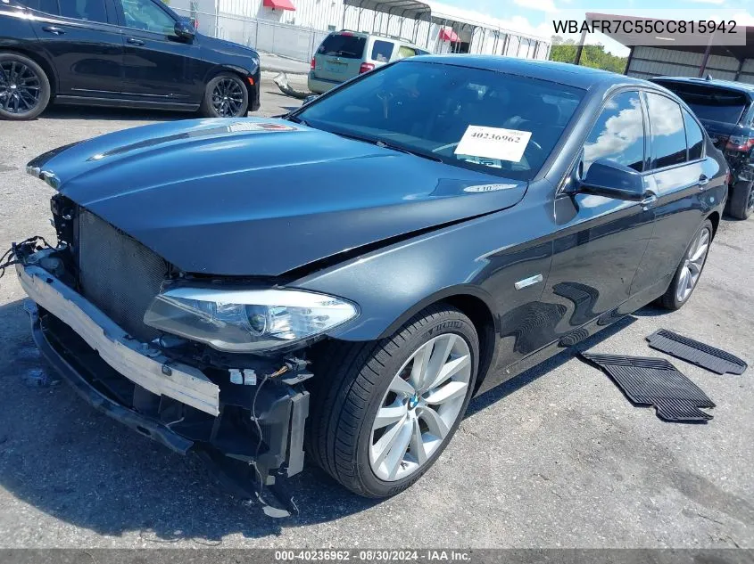 2012 BMW 535I VIN: WBAFR7C55CC815942 Lot: 40236962