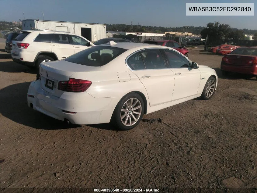 2014 BMW 535I xDrive VIN: WBA5B3C52ED292840 Lot: 40398548