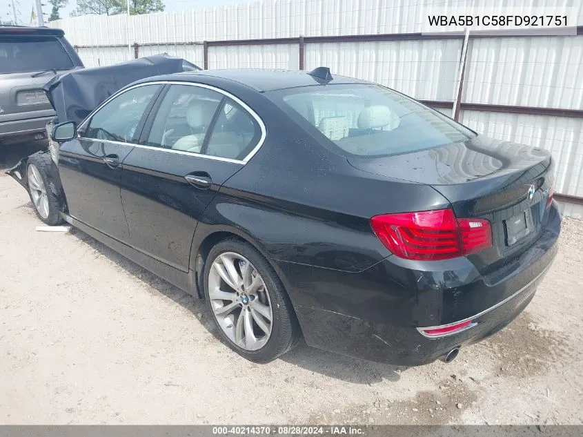 2015 BMW 535I VIN: WBA5B1C58FD921751 Lot: 40214370