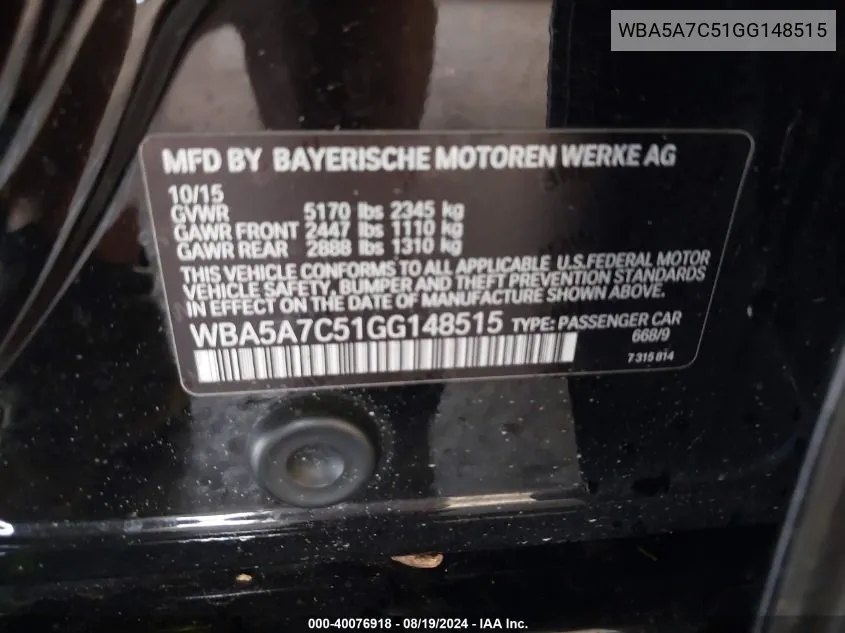 WBA5A7C51GG148515 2016 BMW 528I xDrive