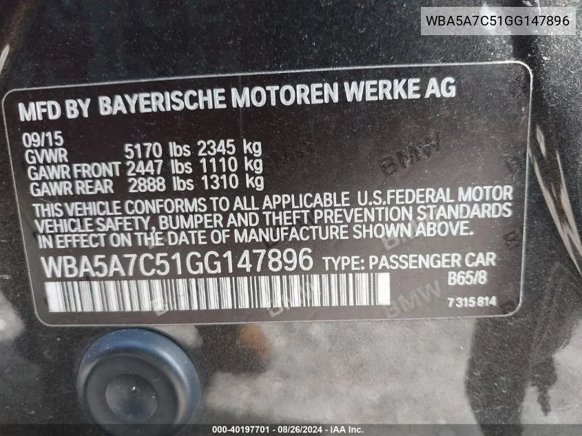 WBA5A7C51GG147896 2016 BMW 528I xDrive