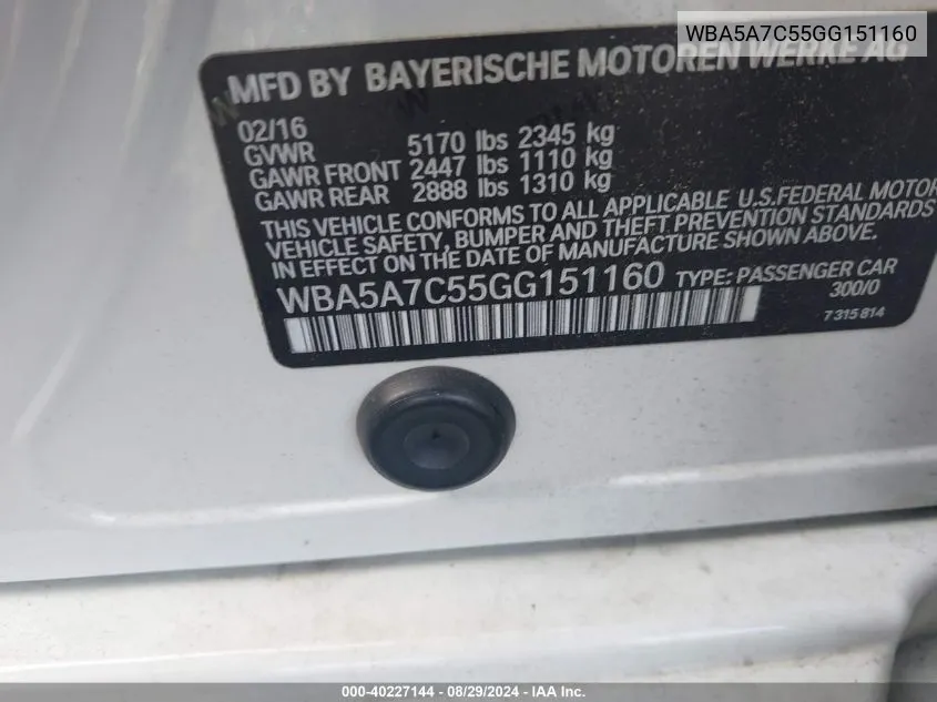 WBA5A7C55GG151160 2016 BMW 528I xDrive