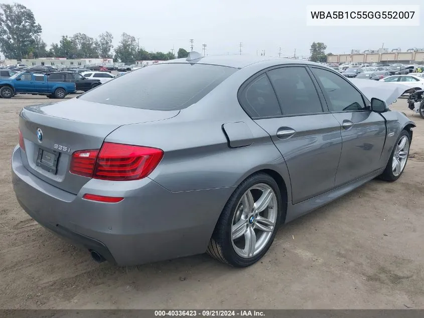 2016 BMW 535I VIN: WBA5B1C55GG552007 Lot: 40336423