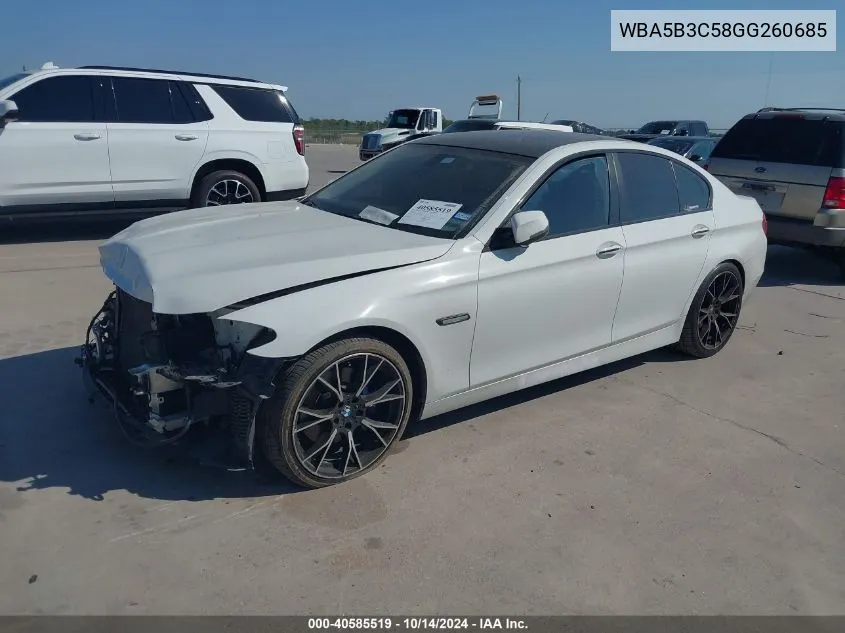 2016 BMW 535I Xi VIN: WBA5B3C58GG260685 Lot: 40585519