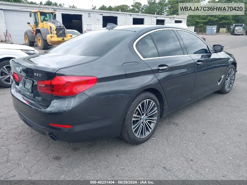 2017 BMW 530I xDrive VIN: WBAJA7C36HWA70420 Lot: 40231404