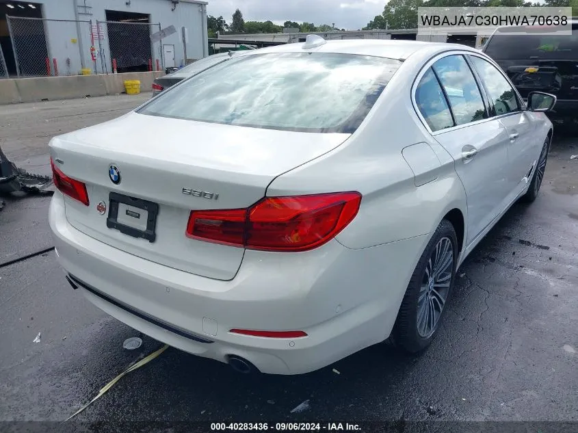 2017 BMW 530I xDrive VIN: WBAJA7C30HWA70638 Lot: 40283436