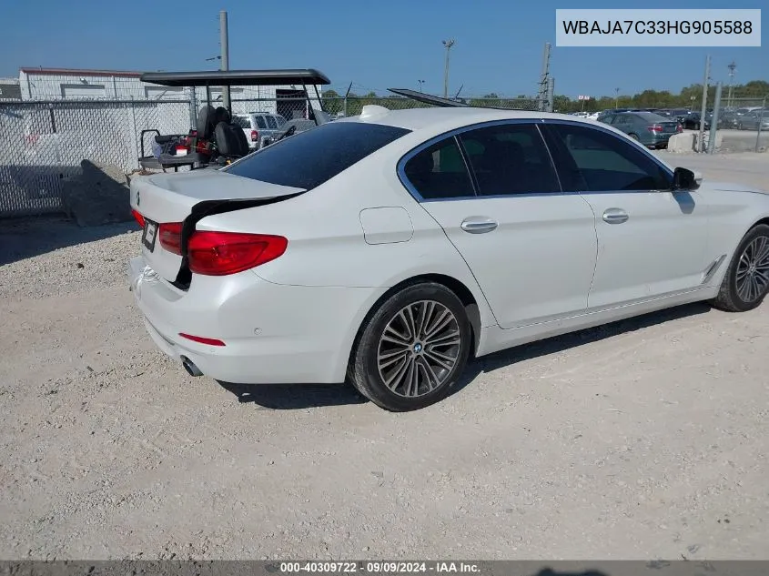 2017 BMW 530I xDrive VIN: WBAJA7C33HG905588 Lot: 40309722