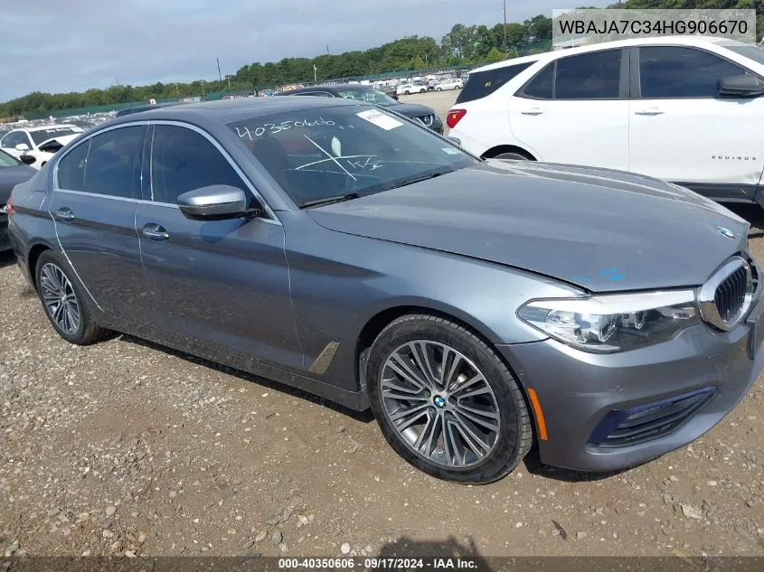 2017 BMW 530I xDrive VIN: WBAJA7C34HG906670 Lot: 40350606