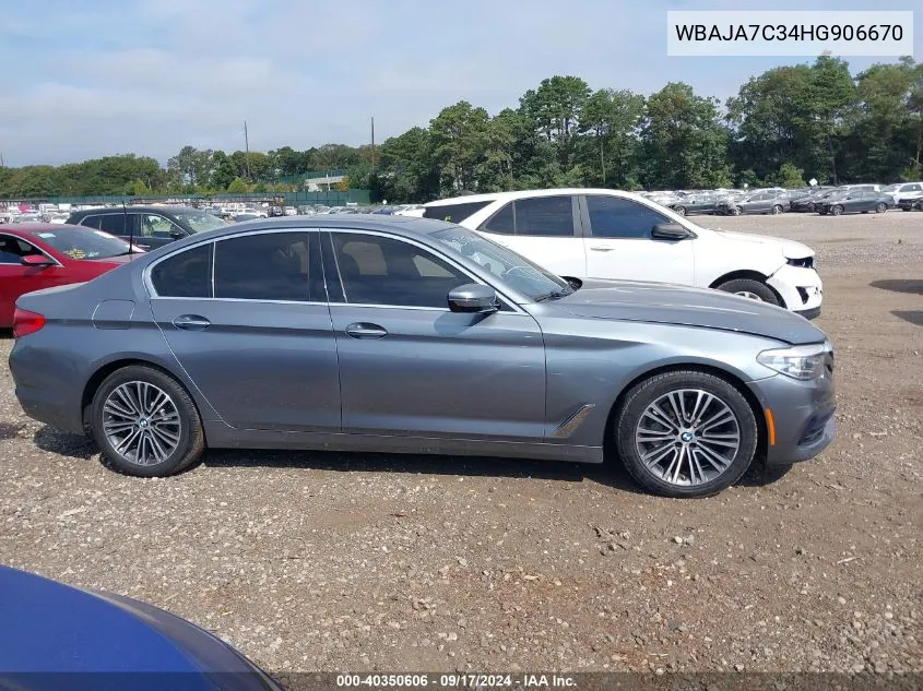 2017 BMW 530I xDrive VIN: WBAJA7C34HG906670 Lot: 40350606