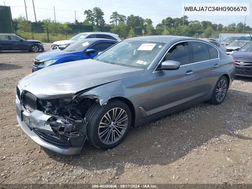 2017 BMW 530I xDrive VIN: WBAJA7C34HG906670 Lot: 40350606