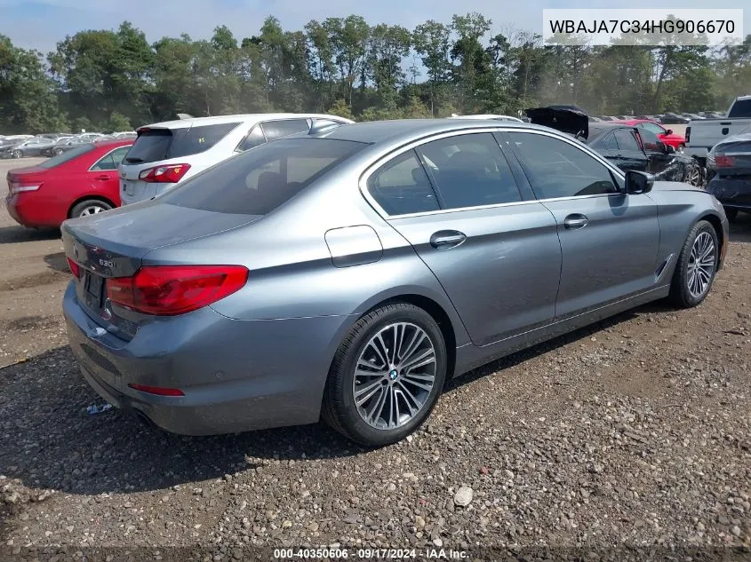 2017 BMW 530I xDrive VIN: WBAJA7C34HG906670 Lot: 40350606