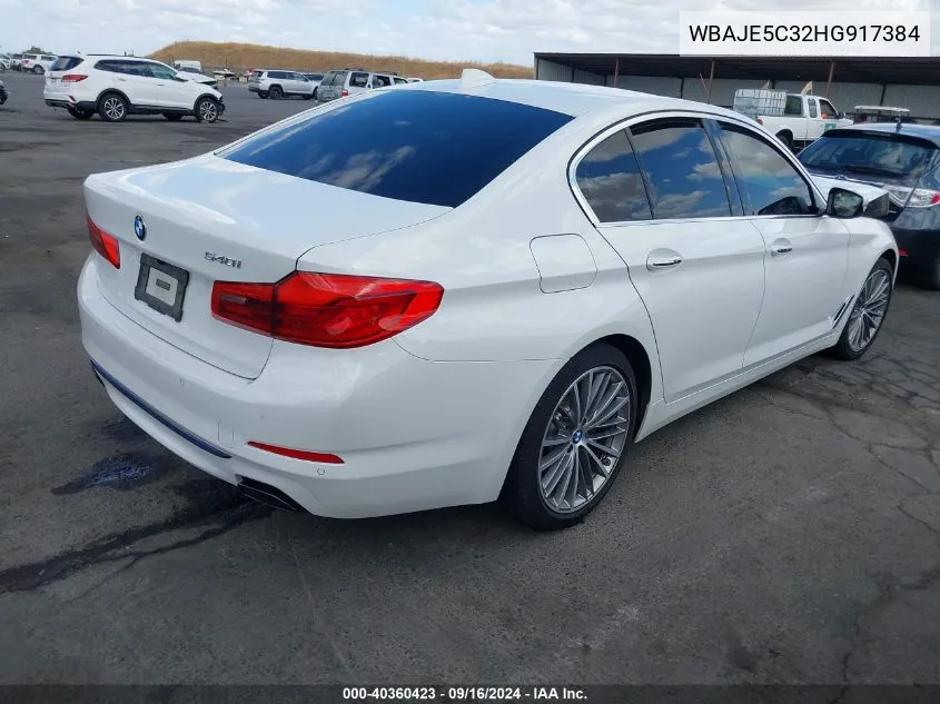 2017 BMW 540I VIN: WBAJE5C32HG917384 Lot: 40360423