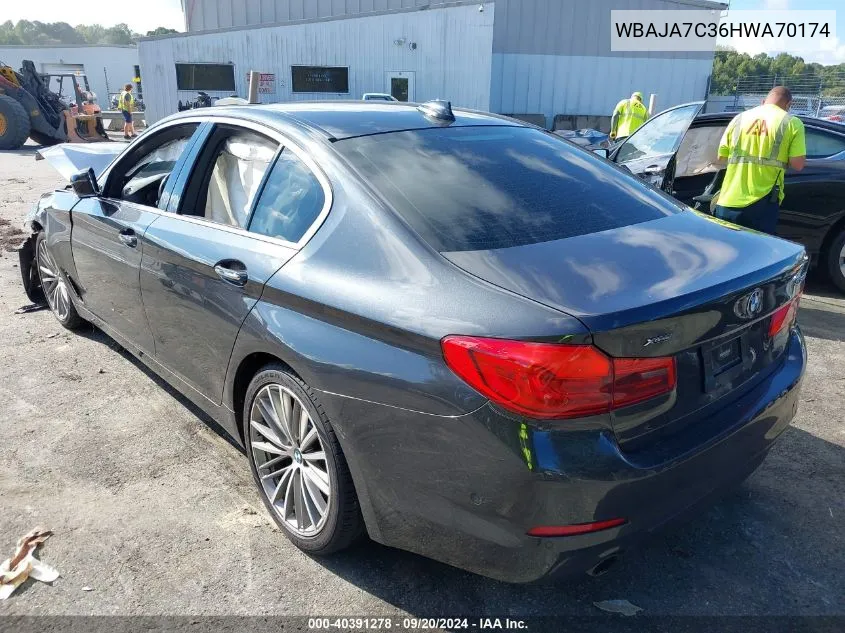 2017 BMW 530I xDrive VIN: WBAJA7C36HWA70174 Lot: 40391278