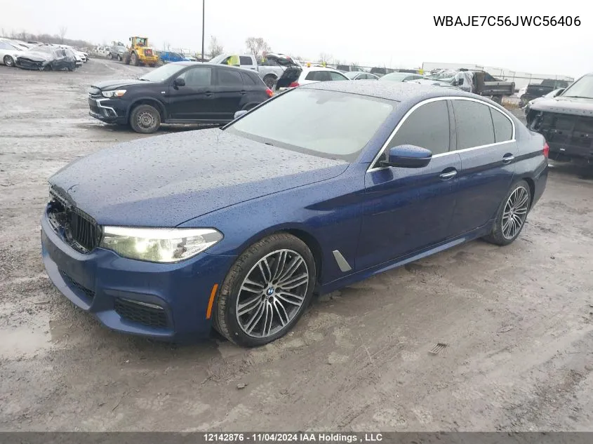 2018 BMW 5 Series VIN: WBAJE7C56JWC56406 Lot: 12142876