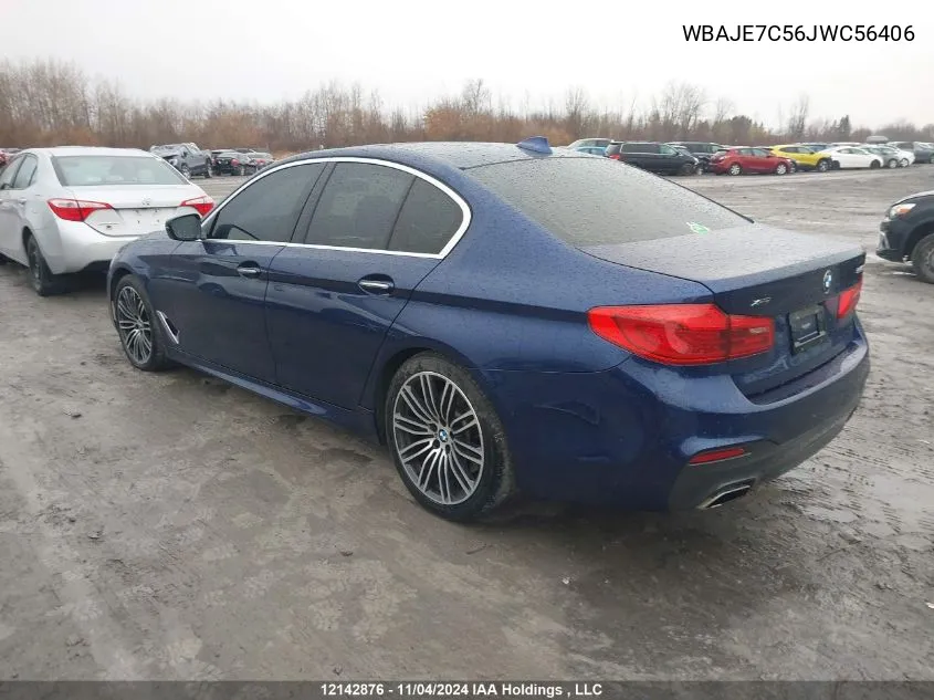 2018 BMW 5 Series VIN: WBAJE7C56JWC56406 Lot: 12142876