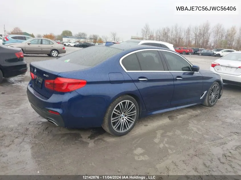 2018 BMW 5 Series VIN: WBAJE7C56JWC56406 Lot: 12142876