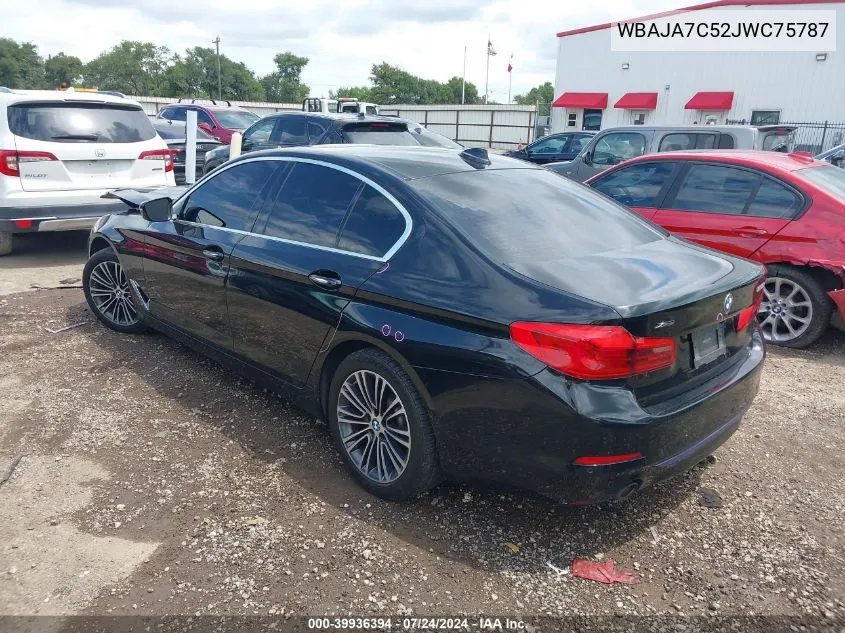 2018 BMW 530I xDrive VIN: WBAJA7C52JWC75787 Lot: 39936394