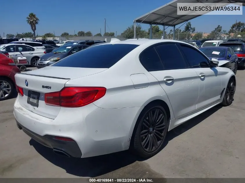 2018 BMW 540I VIN: WBAJE5C53JWA96344 Lot: 40169841