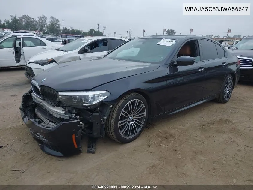 2018 BMW 530I VIN: WBAJA5C53JWA56647 Lot: 40220891