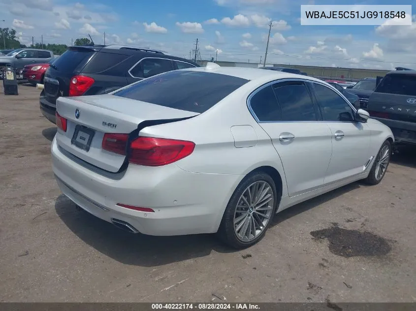 2018 BMW 540I VIN: WBAJE5C51JG918548 Lot: 40222174