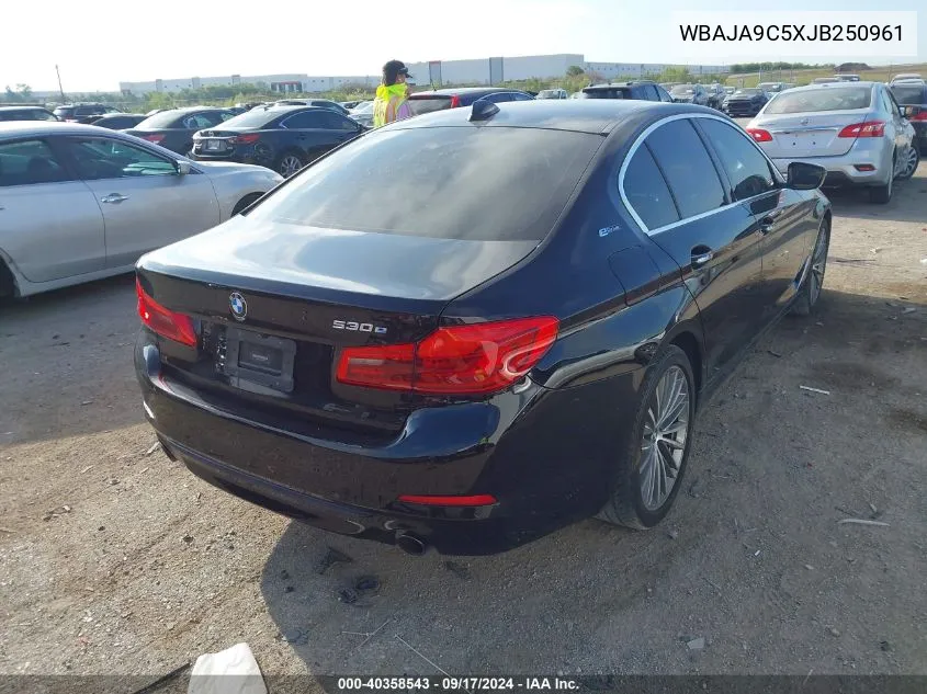 2018 BMW 530E VIN: WBAJA9C5XJB250961 Lot: 40358543