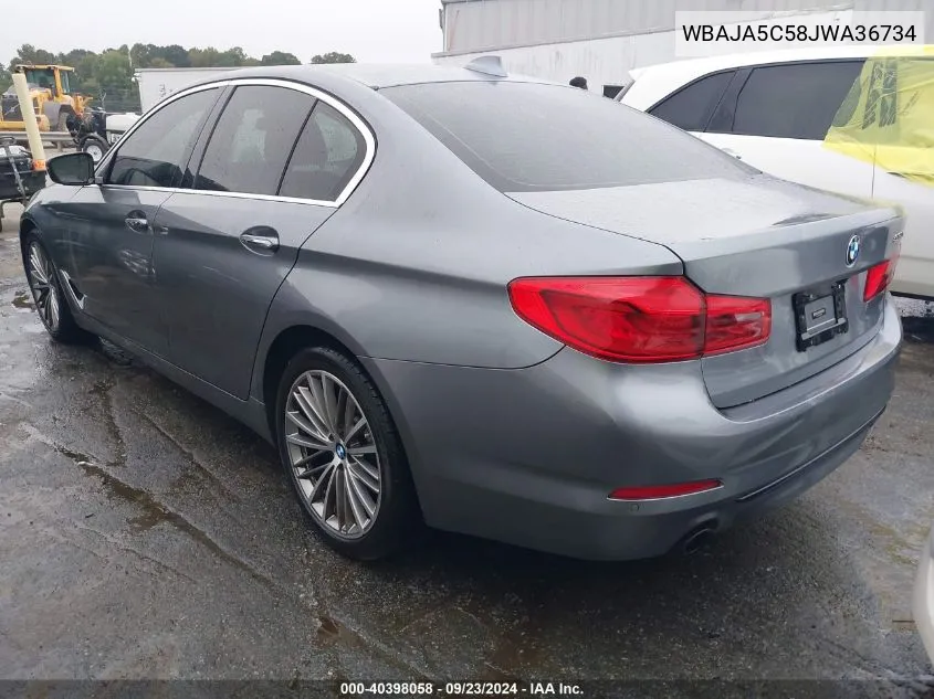 2018 BMW 530I VIN: WBAJA5C58JWA36734 Lot: 40398058