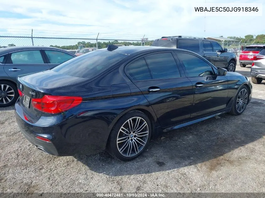 2018 BMW 540I VIN: WBAJE5C50JG918346 Lot: 40472481