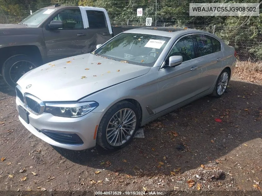 2018 BMW 530I xDrive VIN: WBAJA7C55JG908502 Lot: 40573529