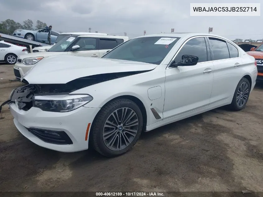 2018 BMW 530E Iperformance VIN: WBAJA9C53JB252714 Lot: 40612189