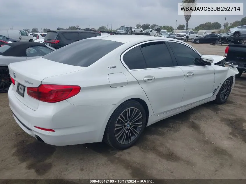 2018 BMW 530E Iperformance VIN: WBAJA9C53JB252714 Lot: 40612189