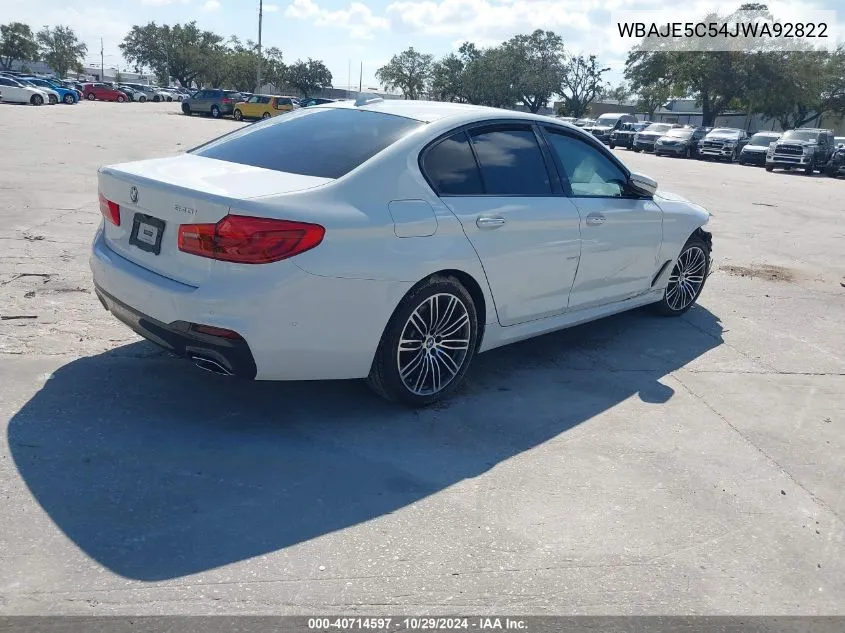 2018 BMW 540I VIN: WBAJE5C54JWA92822 Lot: 40714597