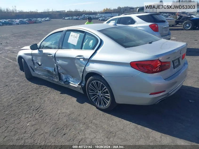 2018 BMW 540I xDrive VIN: WBAJE7C5XJWD53303 Lot: 40723142