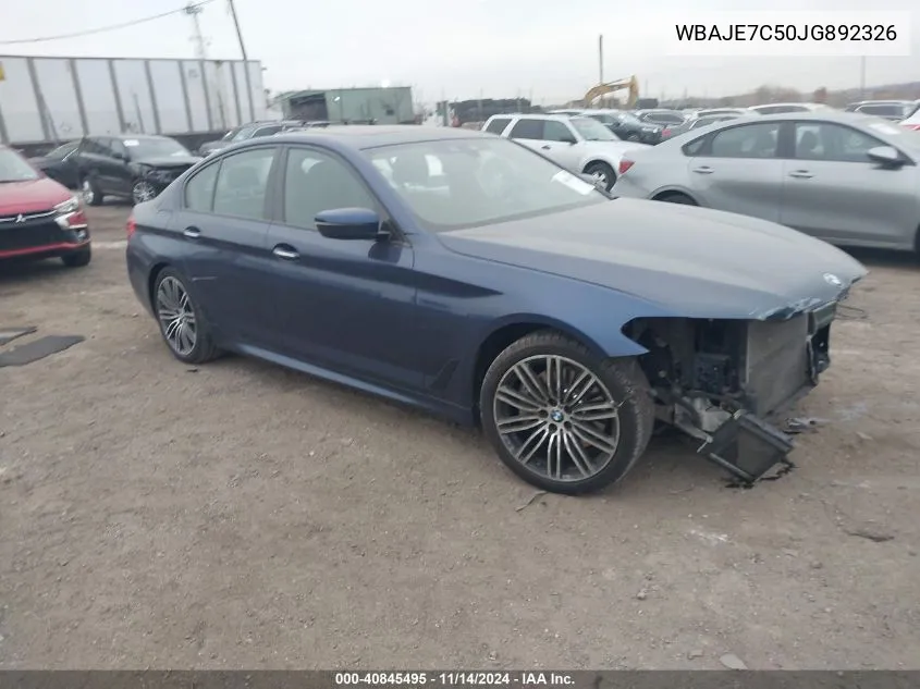 2018 BMW 540I xDrive VIN: WBAJE7C50JG892326 Lot: 40845495