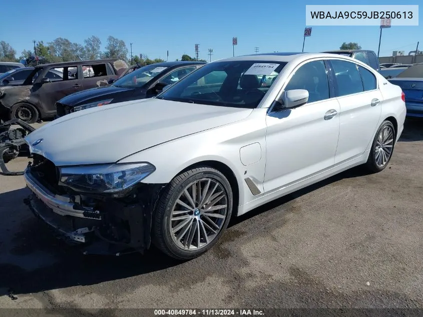 2018 BMW 530E Iperformance VIN: WBAJA9C59JB250613 Lot: 40849784