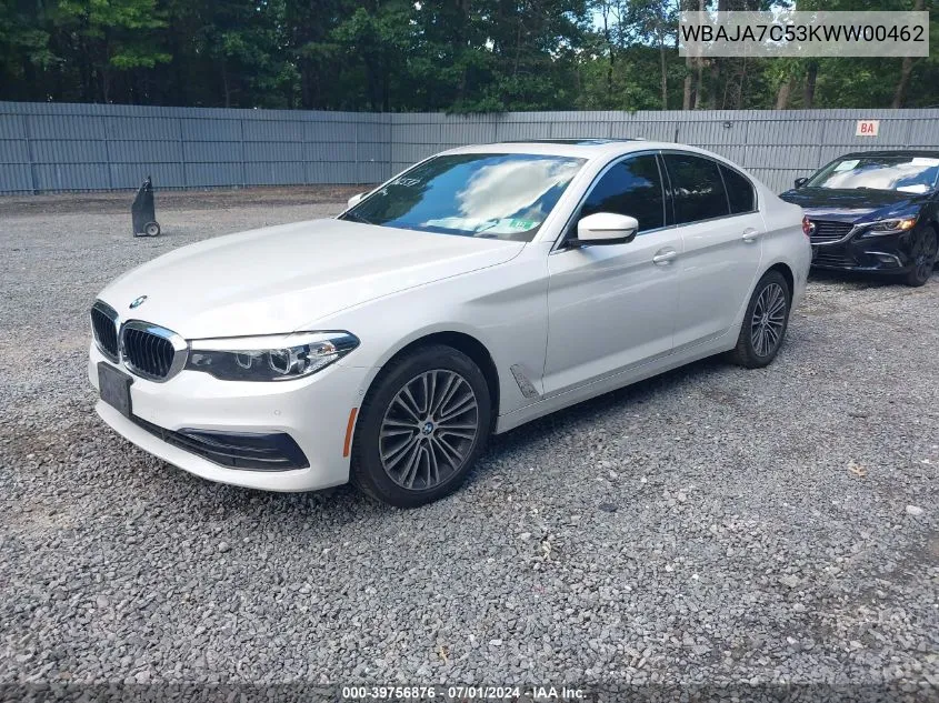 2019 BMW 530I xDrive VIN: WBAJA7C53KWW00462 Lot: 39756876