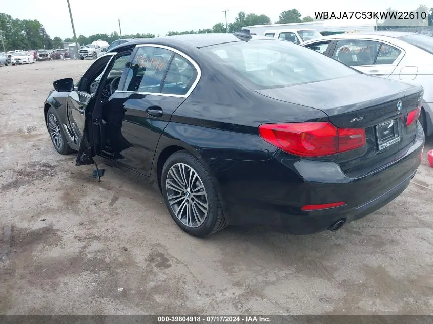 2019 BMW 530I xDrive VIN: WBAJA7C53KWW22610 Lot: 39804918