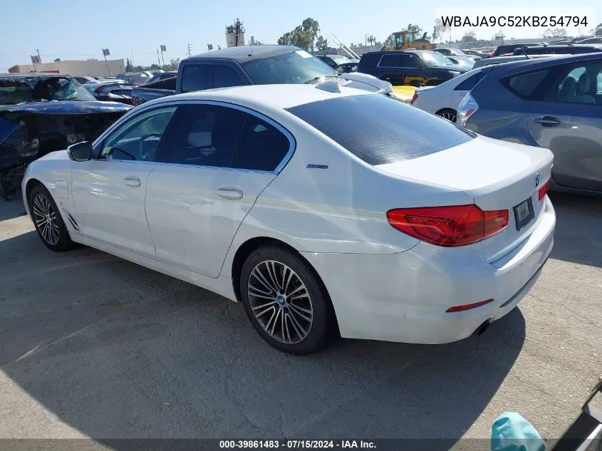 2019 BMW 530E Iperformance VIN: WBAJA9C52KB254794 Lot: 39861483