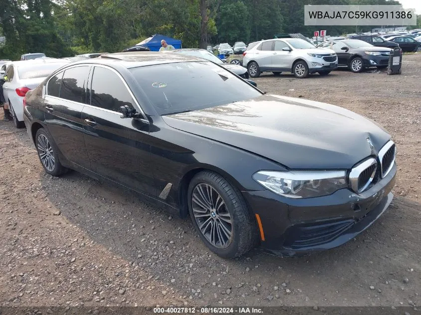 2019 BMW 530I xDrive VIN: WBAJA7C59KG911386 Lot: 40027812