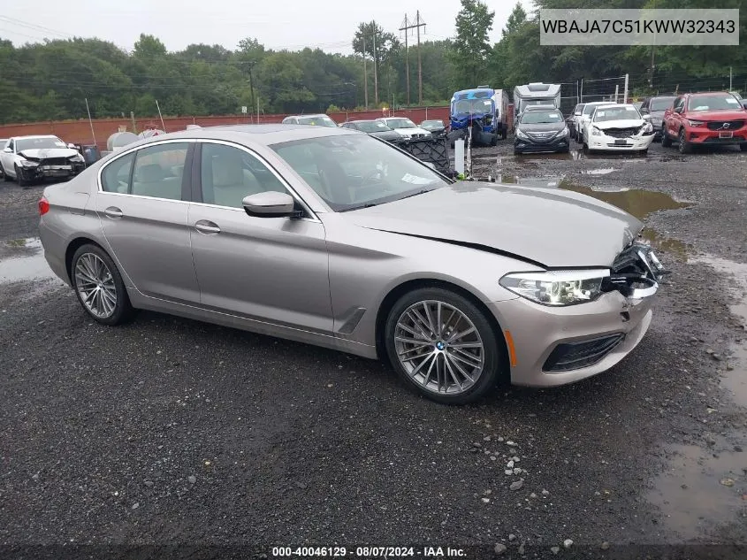 WBAJA7C51KWW32343 2019 BMW 530I xDrive