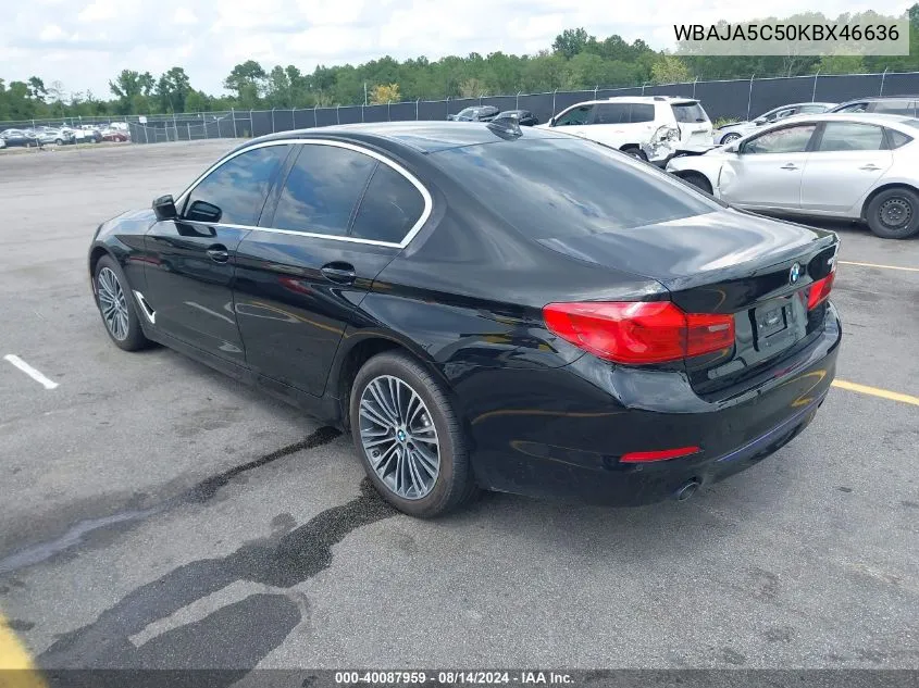 2019 BMW 530I VIN: WBAJA5C50KBX46636 Lot: 40087959